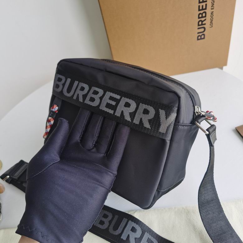 BURBERRY Nylon Logo Detail Crossbody Bag Black