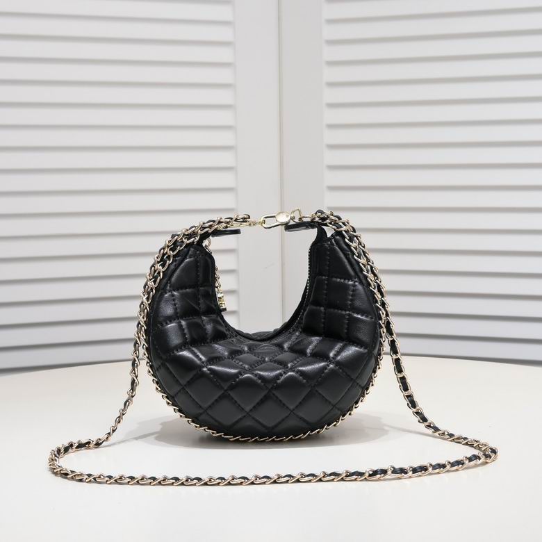 CHANEL Quilted Chain Around Pouch Black