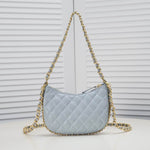 CHANEL Lambskin Quilted Small CC Bubble Vanity Case With Chain Light Blue