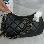 CHANEL Aged Calfskin Quilted Chanel 19 Hobo Black