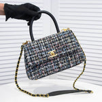 CHANEL Tweed Quilted Medium Chanel 19 Flap Dark Multicolor