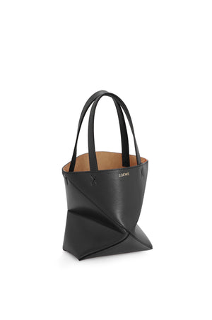 Mini Puzzle Fold Tote in shiny calfskin