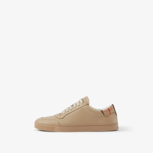 Leather and Check Cotton Sneakers