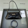 Balenciaga Women XX Small Flap Bag in Black crocodile embossed leather