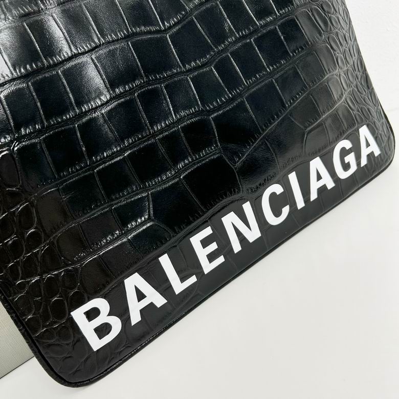 Balenciaga Cash Pouch and Card Holder in Black Crocodile Effect Leather