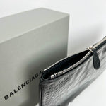 Balenciaga Cash Pouch and Card Holder in Black Crocodile Effect Leather