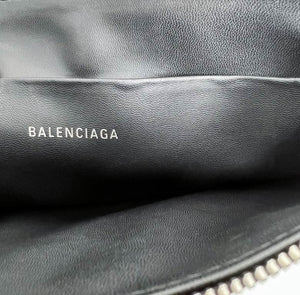 Balenciaga Cash Pouch and Card Holder in Black Crocodile Effect Leather