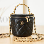 CHANEL Calfskin Quilted Mini Perfect Fit Vanity Case With Chain Black