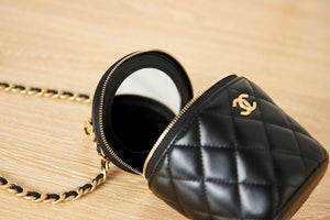 CHANEL Calfskin Quilted Mini Perfect Fit Vanity Case With Chain Black