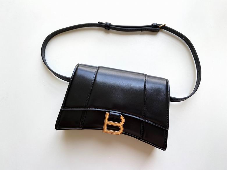 BALENCIAGA Shiny Box Calfskin Small Hourglass Evening Chain Bag Black