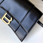 BALENCIAGA Shiny Box Calfskin Small Hourglass Evening Chain Bag Black