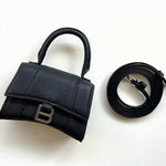 BALENCIAGA Hourglass XS Top Handle Bag in Black Leather