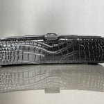 BALENCIAGA Shiny Calfskin Monochrome Crocodile Embossed Hourglass Chain Bag Black