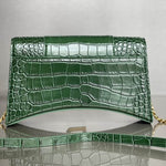 BALENCIAGA Green Croc Hourglass Shoulder Bag