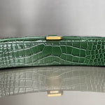 BALENCIAGA Green Croc Hourglass Shoulder Bag