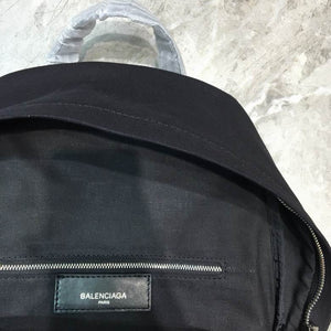 BALENCIAGA Calfskin Canvas Navy Backpack Black