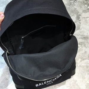 BALENCIAGA Calfskin Canvas Navy Backpack Black