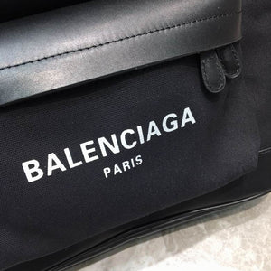 BALENCIAGA Calfskin Canvas Navy Backpack Black