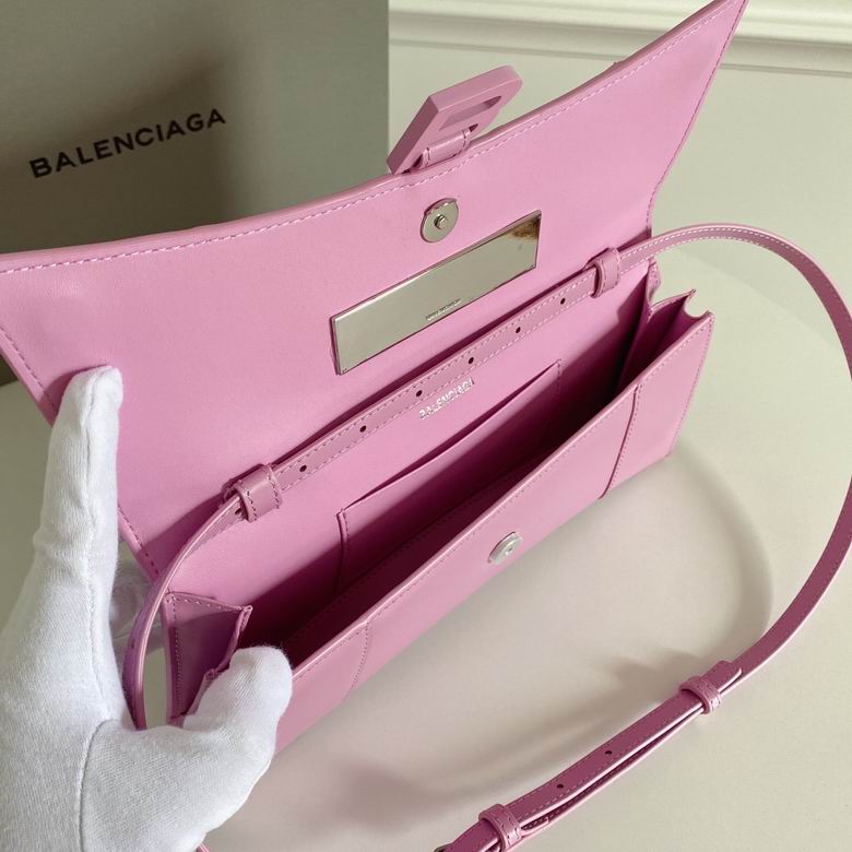 BALENCIAGA Shiny Box Calfskin Hourglass Chain Bag Liliac