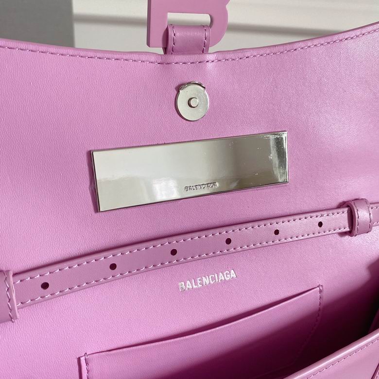 BALENCIAGA Shiny Box Calfskin Hourglass Chain Bag Liliac