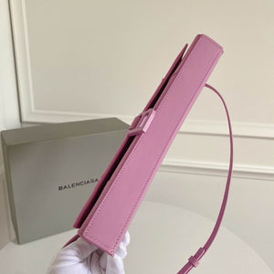 BALENCIAGA Shiny Box Calfskin Hourglass Chain Bag Liliac