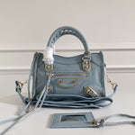 BALENCIAGA Agneau Giant 12 Gold Hardware Mini City Bleu Dragee