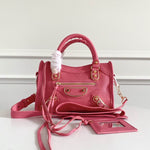 BALENCIAGA Agneau Giant 12 Gold Hardware Mini City Rose Hortensia