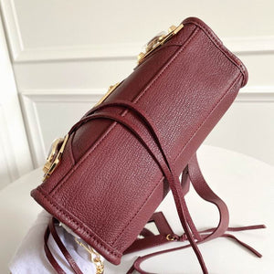 BALENCIAGA Chevre Gold Metallic Edge Hardware Mini City Bordeaux