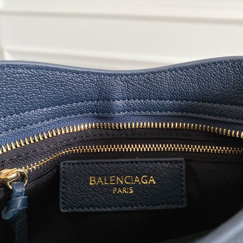 BALENCIAGA Chevre Gold Metallic Edge Hardware Mini City Bleu Nuit