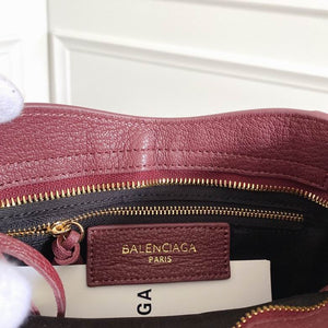 BALENCIAGA Chevre Gold Metallic Edge Hardware Mini City Bordeaux