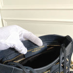 BALENCIAGA Chevre Gold Metallic Edge Hardware Mini City Bleu Nuit