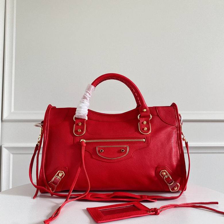 BALENCIAGA Chevre Gold Metallic Edge Hardware City Rouge Grenade