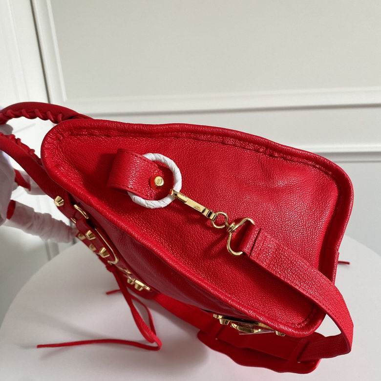 BALENCIAGA Chevre Gold Metallic Edge Hardware City Rouge Grenade