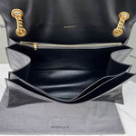 BALENCIAGA  Crush Medium Croc-Effect Leather Shoulder Bag - Black