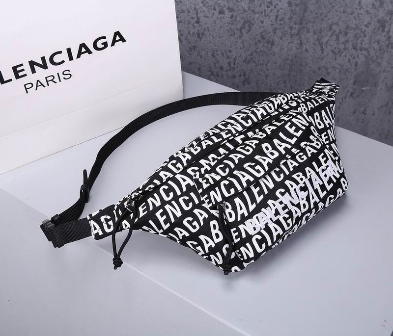 BALENCIAGA Nylon Wave Logo Belt Bag Black White