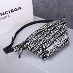 BALENCIAGA Nylon Wave Logo Belt Bag Black White