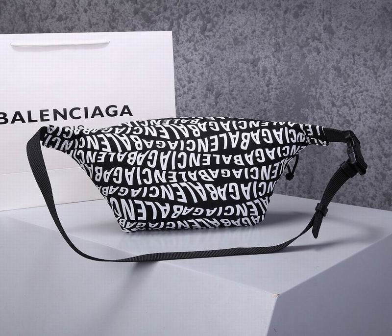 BALENCIAGA Nylon Wave Logo Belt Bag Black White