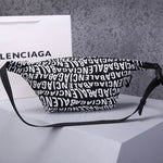 BALENCIAGA Nylon Wave Logo Belt Bag Black White