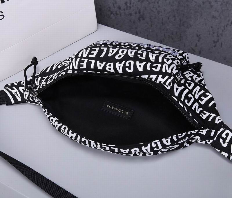 BALENCIAGA Nylon Wave Logo Belt Bag Black White