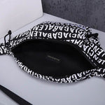 BALENCIAGA Nylon Wave Logo Belt Bag Black White