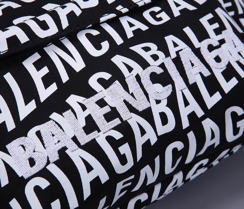 BALENCIAGA Nylon Wave Logo Belt Bag Black White