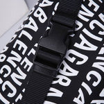 BALENCIAGA Nylon Wave Logo Belt Bag Black White