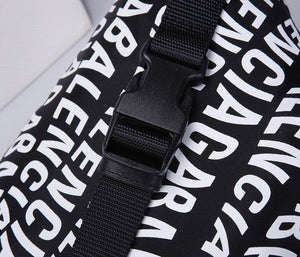 BALENCIAGA Nylon Wave Logo Belt Bag Black White