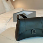 BALENCIAGA Calfskin Small Downtown Shoulder Bag Black