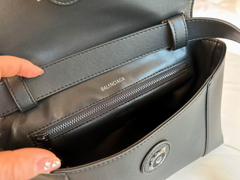 BALENCIAGA Calfskin Small Downtown Shoulder Bag Black