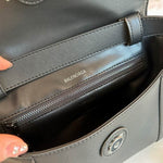 BALENCIAGA Calfskin Small Downtown Shoulder Bag Black