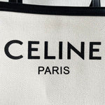 Celine Large Square Woven Tote, Beige and Black