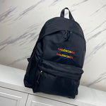 BALENCIAGA Nylon Embroidered Explorer Backpack Milano Paris Los Angeles Black