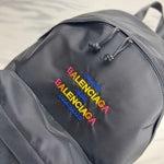 BALENCIAGA Nylon Embroidered Explorer Backpack Milano Paris Los Angeles Black