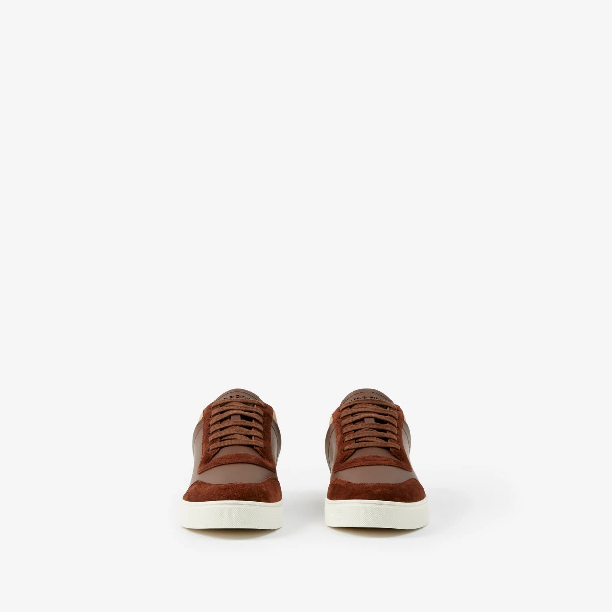 Leather, Suede and Check Sneakers-Colour: Ox/Archive Beige